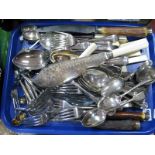 A Large Quantity of Early 1900's Assorted Cutlery, including horn handled carving set, knife rest,