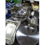 L.R.I Borrowdale Stainless Steel Swing Handled Cake Stand, WMF IKORA dwarf candlesticks, plated four