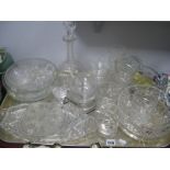 Cut Glass Decanter Bowls, wine glasses etc:- One Tray