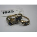 A 9ct Gold Victorian Style Dress Ring, alternate graduated stones, within boat shape setting, a