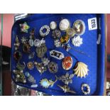 A Collection of Assorted Costume Brooches:- One Tray