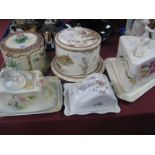 Cheese Dishes: to include a Victorian Edge, Malkin & Co, example, Majolica (damaged), and three