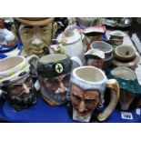 A Novelty 'Sherlock Holmes' Biscuit Jar, and a collection of character jugs by Kelsboro, Artone, Old