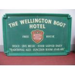 A Wards Bitter Fibreglass Wall Hanging Advertising Sign, 'The Wellington Boot Hotel' 125 x 200cm