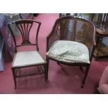 1920's Mahogany Framed Tub Chair, with bergeres back on tapering legs and spade feet. An Edwardian