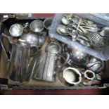 A XIX Century Walker & Hall Plated Four Piece Tea Set, two three piece plated tea sets, mugs,