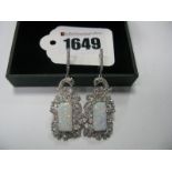 A Pair of Modern Belle Epoque Style Drop Earrings, stamped "925".