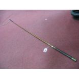 Long Cane Coaching Whip with wicker mounts to leather handle.