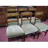 A Set of Six Edwardian Inlaid Mahogany Dining Chairs, with rectangular rail back, upholsted seats,
