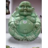 A Large Glazed Pottery Model Seated Buddha, of celadon ground, 38cm high.