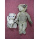 A Mid XX Century Well Loved Jointed Teddy Bear, height 42cm; together with similar seated growler