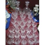 A Mid XX Century Suite of Stuart Glass Ware, pair of decanters, wine glasses etc.