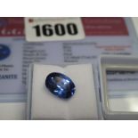 An Oval Cut Tanzanite, unmounted; together with a Global Gems Lab Certificate card stating carat