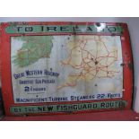 Great Western Railway 'Shortest Sea Passage to Ireland by The New Fishguard Route, vintage enamelled