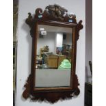 Mahogany Framed Pier Glass Glass with bird carving to scrolled top.