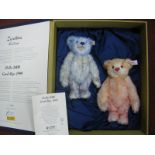 A Modern Steiff #670367 Hello 2000, Goodbye 1999. two Teddy Bear set both jointed 22cm high,