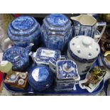 Ringtons Hexagonal Tea Canisters, jug and bowl, biscuit jar, teapots etc:- One Tray