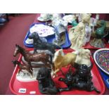 Beswick Palomino Horse (chip to ear), charm of creamware pottery figure of a Labrador on a plinth