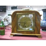 An Art Deco Walnut Cased Elliott Mantel Clock, by Burrell of Sheffield, eight day level Westminster,