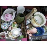 Victorian Planter, cabinet plates, china tea wares, part coffee set in peach and green, vases etc: