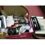 Horn Handled Knives, forks, quartz clock etc:- One Box