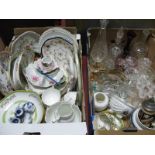 XIX Century Couldon and Other Dinnerware, glassware etc:- Two Boxes