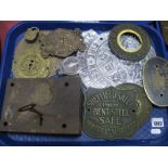 A XIX Century Chubb Patent Lock and Key Safe, plaques, brass plaque. Sheffield Safe patent Bent