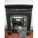Cast Iron Fire Place Circa 1900, black painted, having reeded upright.