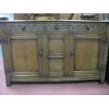 Oak Dresser Base in The Titchmarsh and Goodwin Manner, having three carved upper drawers over