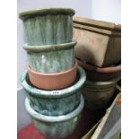 Ten Terrocotta and Glazed Outdoor Garden Planters. (10)