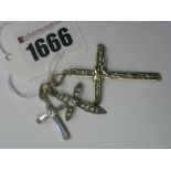 A 9ct Gold Ornate Cross Pendant, together with a crucifix pendant, stamped "375" (damages), and