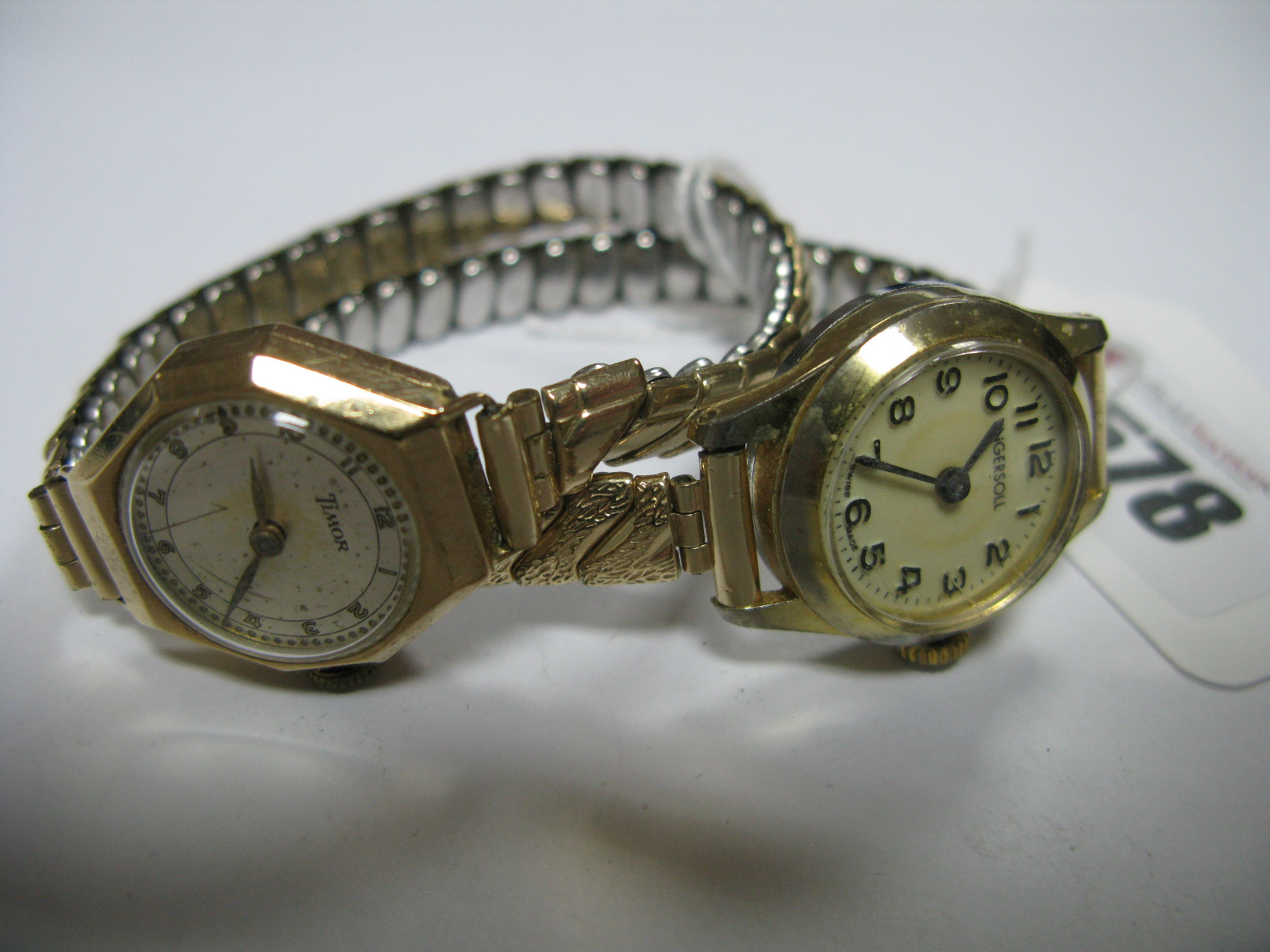 Timor; A 9ct Gold Cased Ladies Wristwatch, on expanding bracelet, together with a ladies Ingersoll