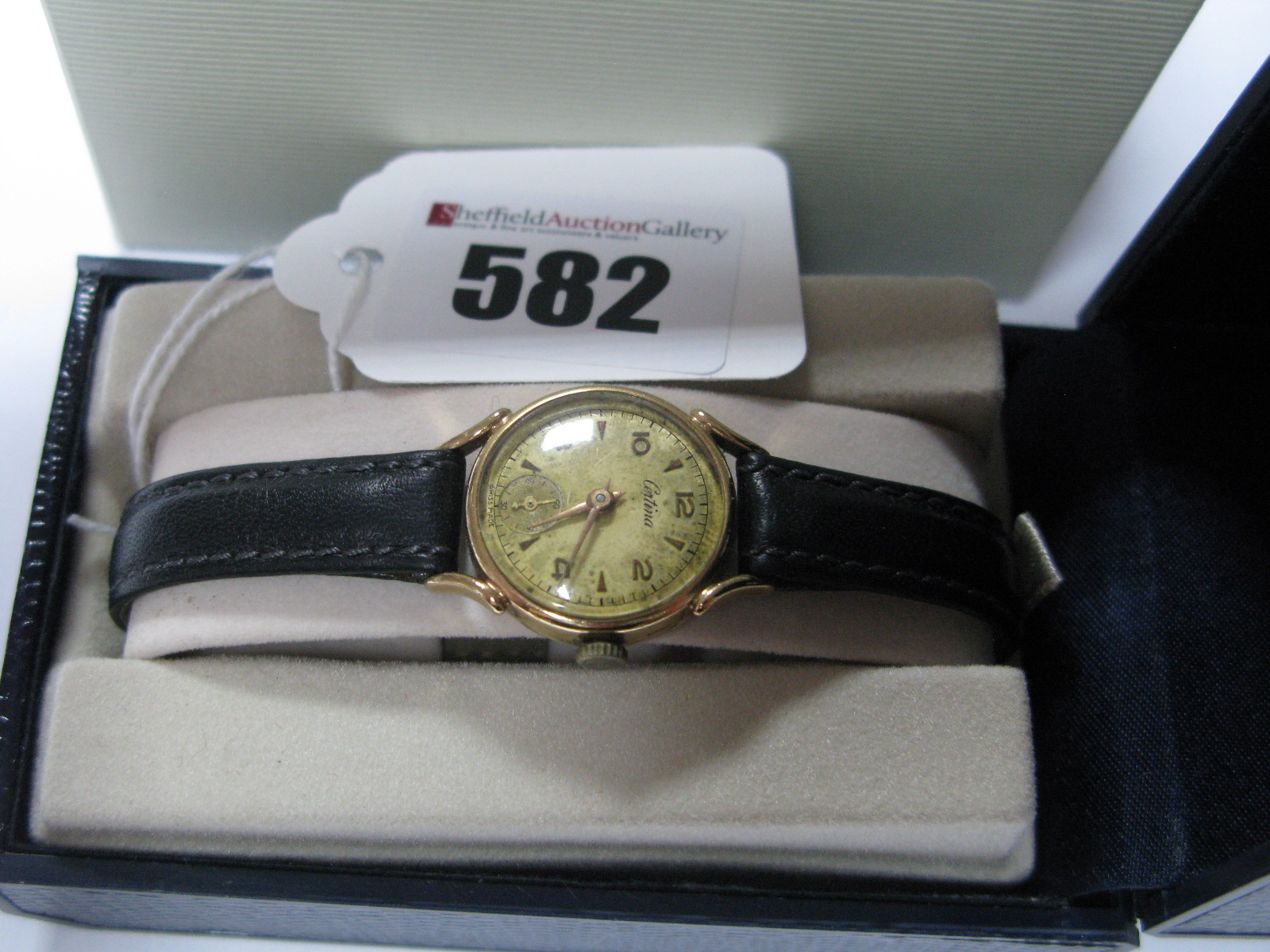 Certina; A 9ct Gold Cased Ladies Wristwatch, the signed dial with Arabic numerals and dagger
