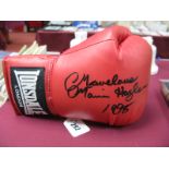 Boxing, Marvelous Marvin Hagler 1998 autograph (unverified) in black pen on a Lonsdale red right