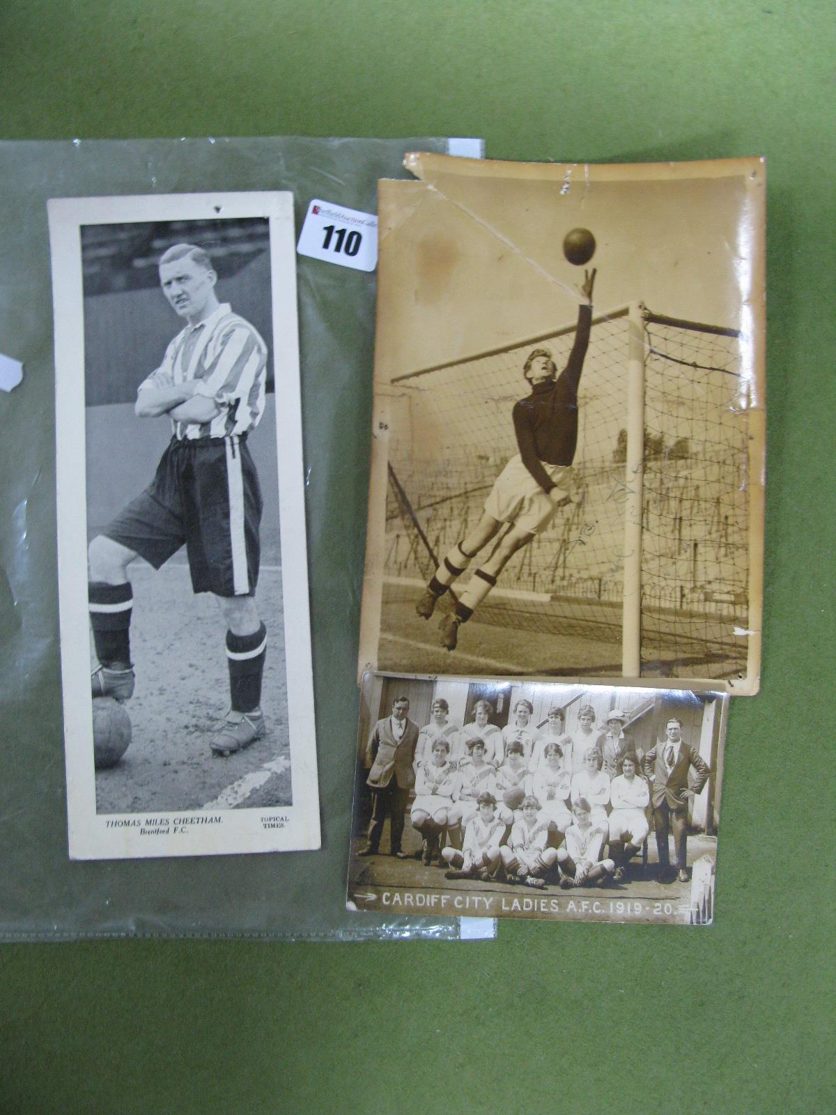 Cardiff City Ladies 1919-20 Sepia Photographic Postcard of Team, featuring fourteen players and