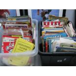 Quantity of League Club Programmes, many Barnsley, Chesterfield:- Two Boxes