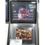 Boxing, Mile Tyson autograph (unverified) black pen signed on a print of him in the ring, another of