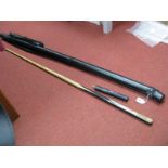 Snooker - Master Cue Millennium One Piece Snooker Cue, with extension in cue craft carry case.