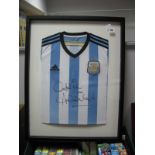 Ossie Ardiles, Black Pen Autograph - unverified, on the front of an Argentina Adidas Home Shirt,