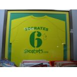 Socrates, black pen autograph (unverified) on a yellow training top, numbered '6' with Socatots.