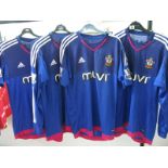 Southampton Adidas Blue Goalkeepers Shirts, bearing 'MUVI' logo, Premier League arm patches and