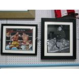 Boxing, Larry Holmes and Evander Holyfield autographs (unverified) on a print of them in a bout 18.5