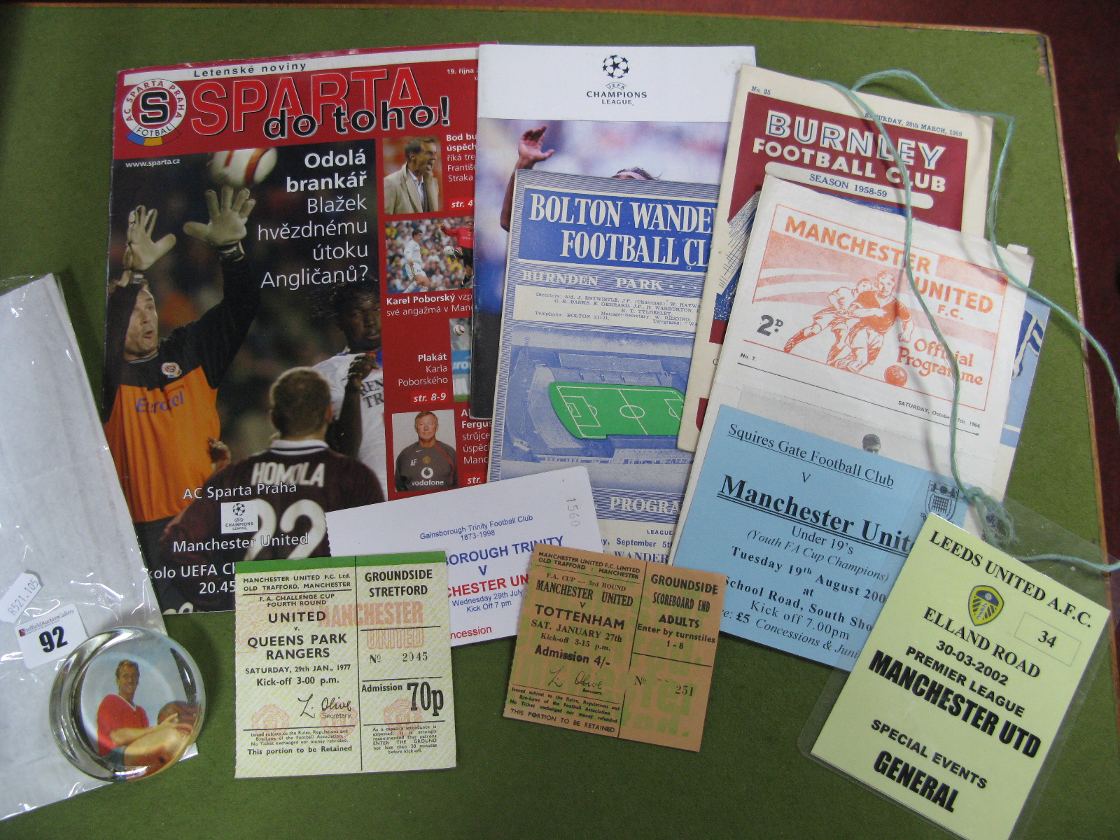 Manchester United Programmes, 62-63 Away at Bolton, 58-59 at Burnley, Reserves 57-58 at West Brom