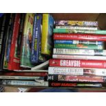 Sporting Books, Lawton, Elleray, Hurst, Greavsie, The Black and White Alphabet, etc:- One Box