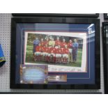 England 1966 World Cup Winners Team Print, black pen signed to named mount by nine players