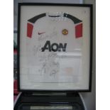 Manchester United Autographs - Unverified, ten black pen signatures including Rooney, Brown, on