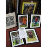 Autographs - Di Stefano, Figo, Carlos, Zidane, Kluivert (all unverified) on prints. 1986 World Cup