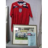 England 1970 World Cup Montage, signed by Hurst, Banks and Peters, twenty signatures on a red