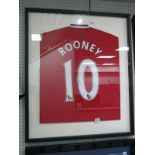 Wayne Rooney Black Pen Autograph - Unverified, on the back of a Manchester United Home Shirt,
