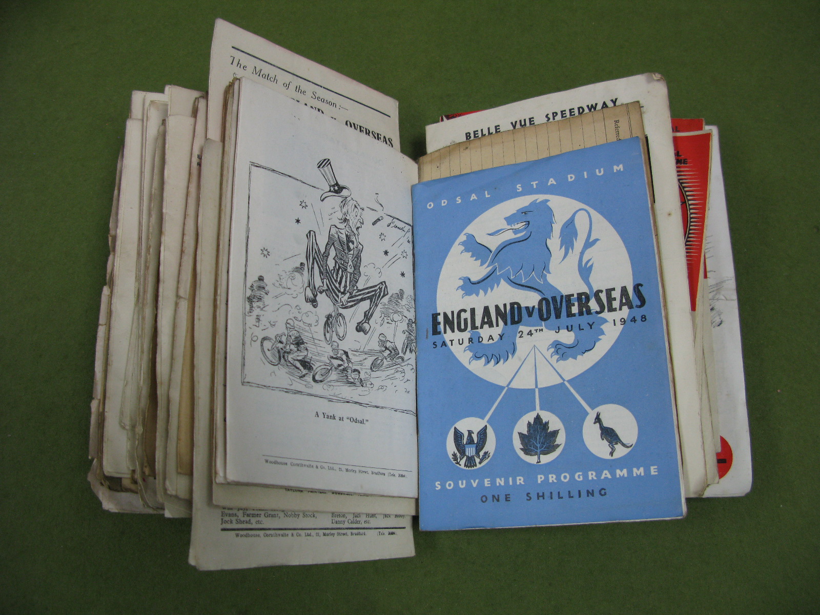 Speedway Programmes, 1947-48 mainly Odsal Homes, to include Test Match v. Australia, England v.